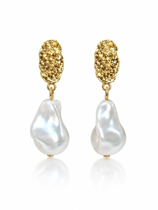 Anthropologie Jewelry - Gold Teardrop Pearl Pendant Earrings - Elegant Women's Jewelry